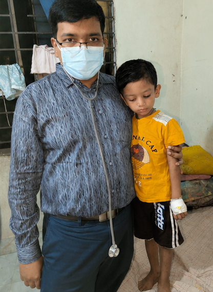 Paediatric nurse with child