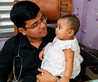 Doctor caring for elderly patient